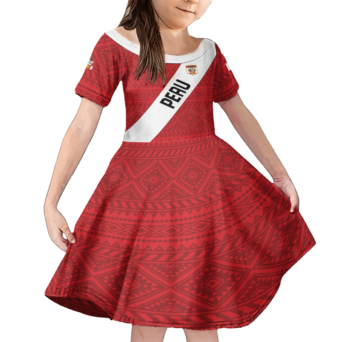 Personalized Peru 2024 Football Kid Short Sleeve Dress Come On La Bicolor - Wonder Print Shop