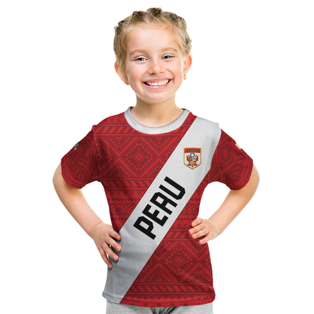 Personalized Peru 2024 Football Kid T Shirt Come On La Bicolor - Wonder Print Shop