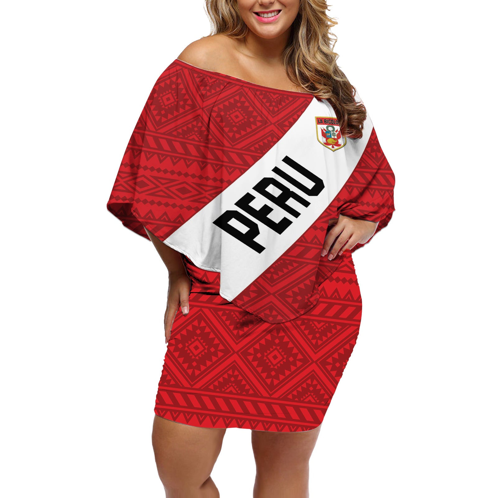 Personalized Peru 2024 Football Off Shoulder Short Dress Come On La Bicolor - Wonder Print Shop