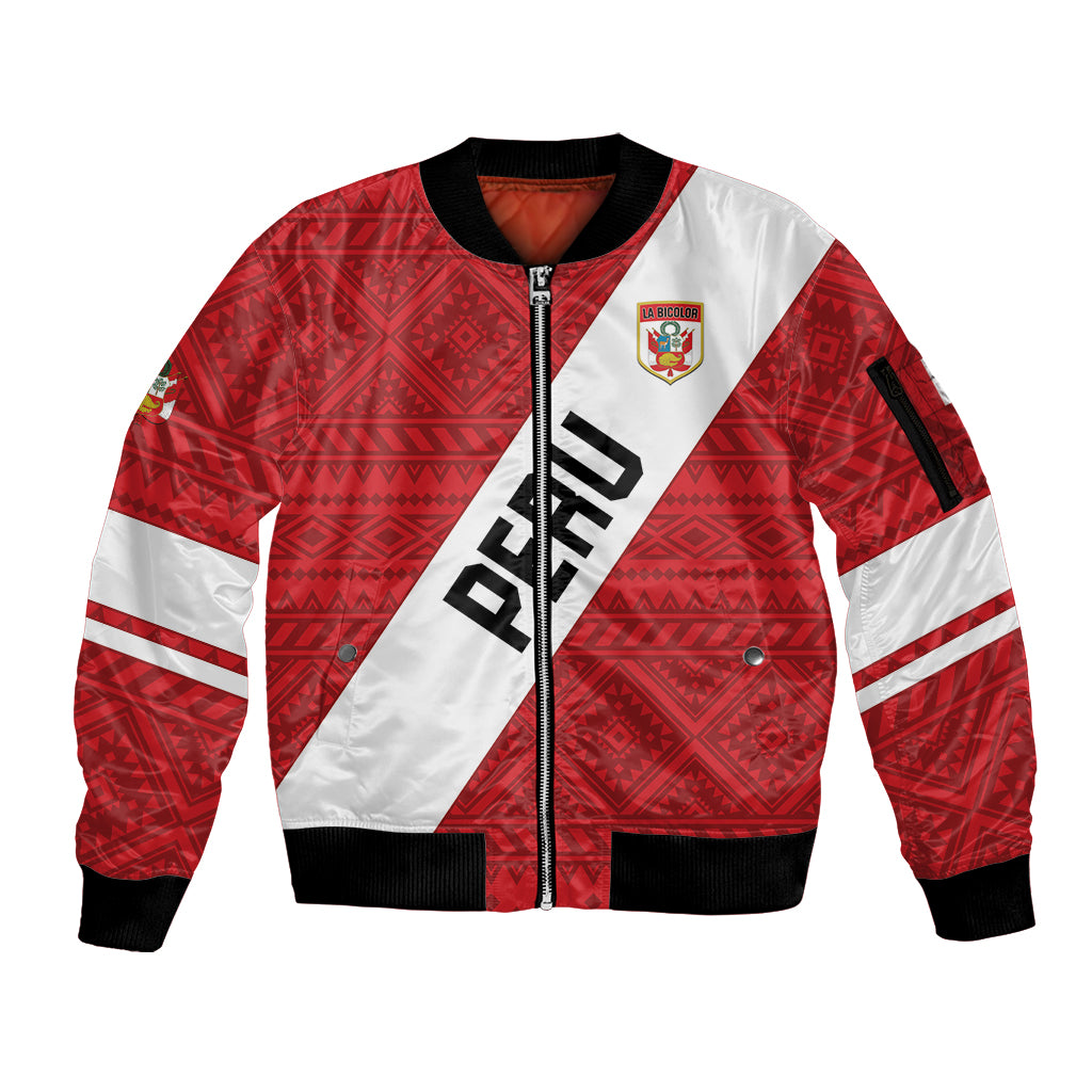 Personalized Peru 2024 Football Sleeve Zip Bomber Jacket Come On La Bicolor - Wonder Print Shop