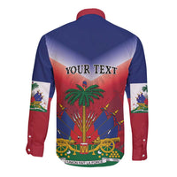 Personalized Haiti 509 Long Sleeve Button Shirt Repiblik d Ayiti