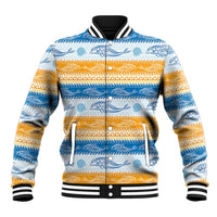Anguilla Dolphins Pattern Baseball Jacket Orange And Blue