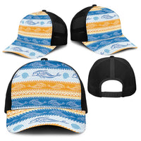 Anguilla Dolphins Pattern Baseball Net Cap Orange And Blue - Wonder Print Shop