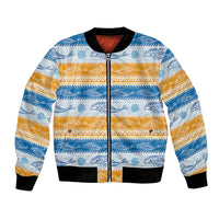 Anguilla Dolphins Pattern Bomber Jacket Orange And Blue