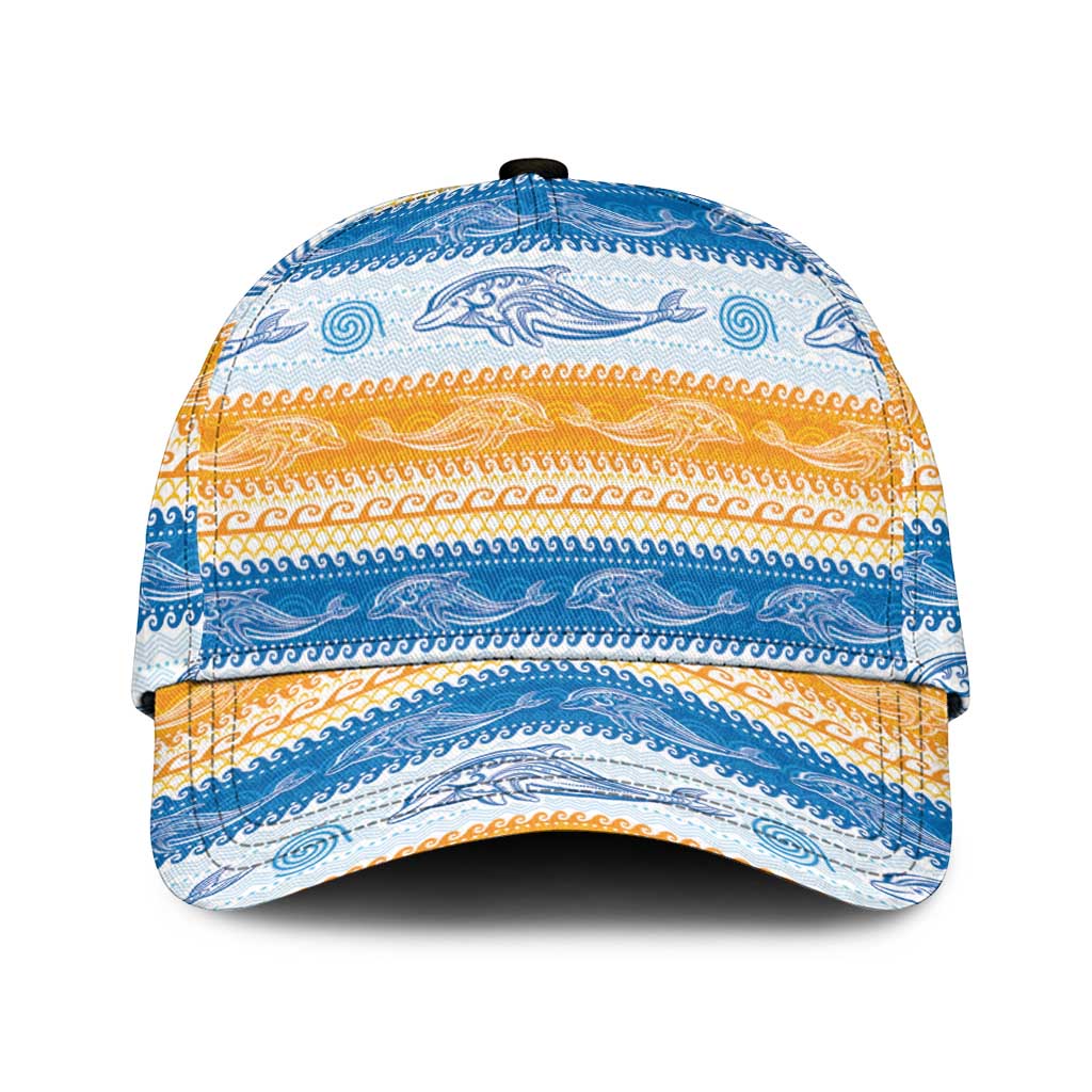 Anguilla Dolphins Pattern Classic Cap Orange And Blue - Wonder Print Shop