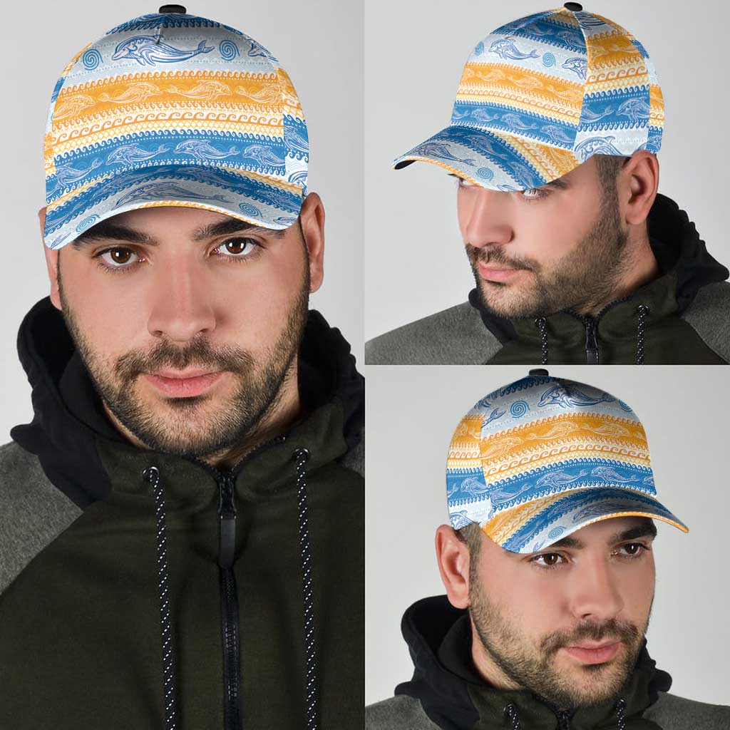 Anguilla Dolphins Pattern Classic Cap Orange And Blue - Wonder Print Shop