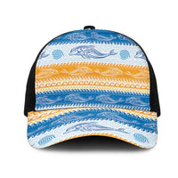 Anguilla Dolphins Pattern Mesh Trucker Cap Orange And Blue - Wonder Print Shop