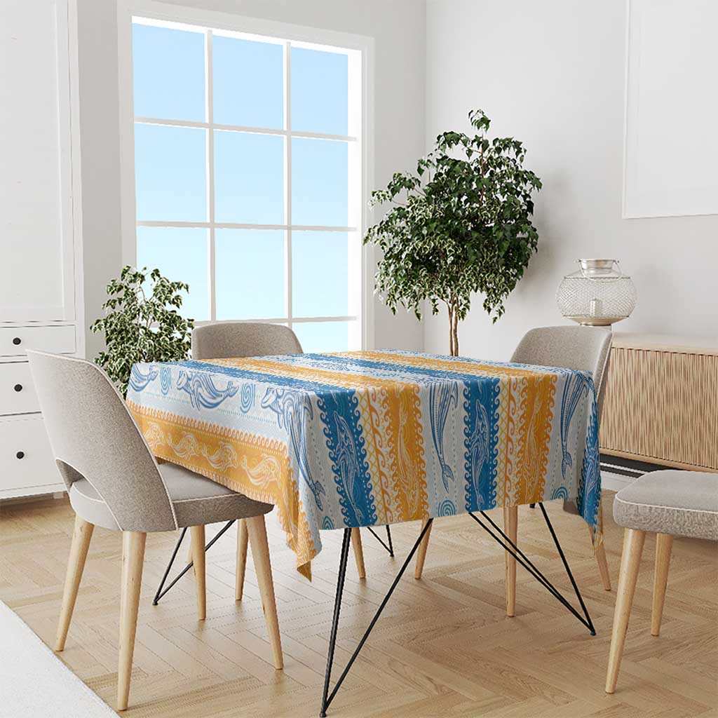 Anguilla Dolphins Pattern Tablecloth Orange And Blue