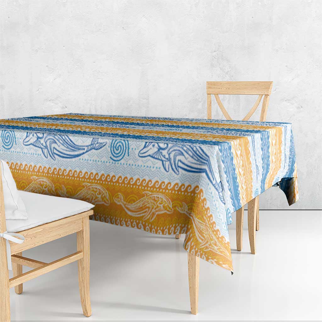 Anguilla Dolphins Pattern Tablecloth Orange And Blue