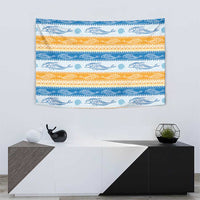Anguilla Dolphins Pattern Tapestry Orange And Blue