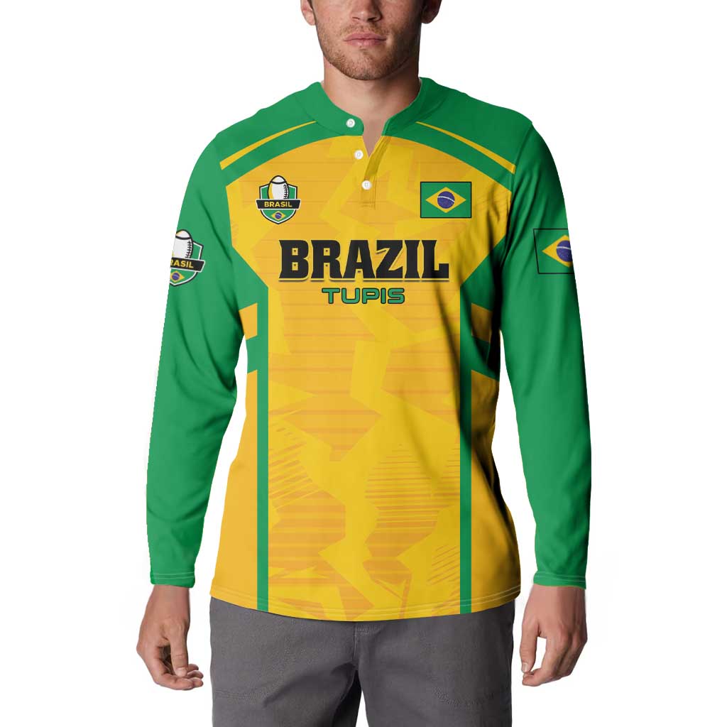Custom Rugby Brazil Button Sweatshirt Tupis Go Champions - Wonder Print Shop