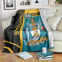 Bahamas themed football blanket with teal, black and yellow panels and team crest