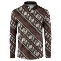 Yogyakarta Parang Batik Motifs Button Sweatshirt Indonesian Traditional Pattern