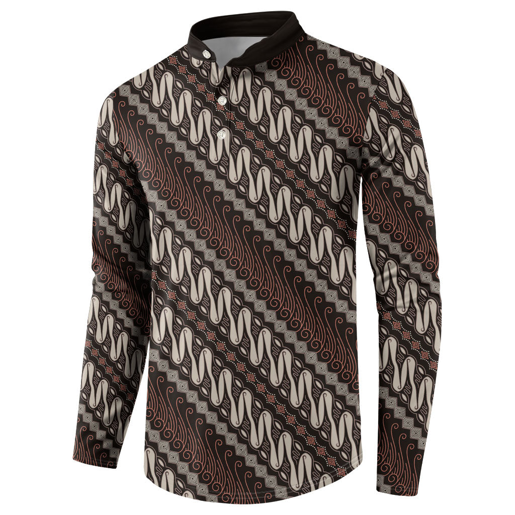 Yogyakarta Parang Batik Motifs Button Sweatshirt Indonesian Traditional Pattern
