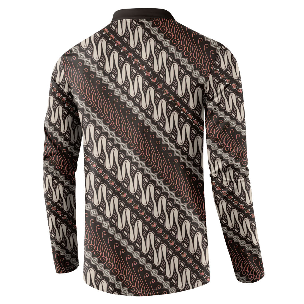 Yogyakarta Parang Batik Motifs Button Sweatshirt Indonesian Traditional Pattern