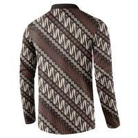 Yogyakarta Parang Batik Motifs Button Sweatshirt Indonesian Traditional Pattern