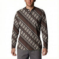 Yogyakarta Parang Batik Motifs Button Sweatshirt Indonesian Traditional Pattern