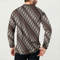 Yogyakarta Parang Batik Motifs Button Sweatshirt Indonesian Traditional Pattern