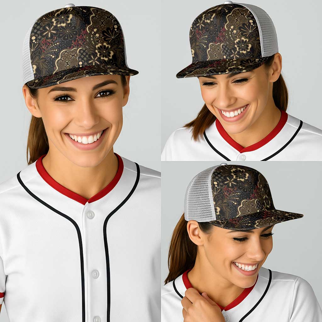 Batik Sekar Jagad Baseball Net Cap Indonesian Traditional Pattern