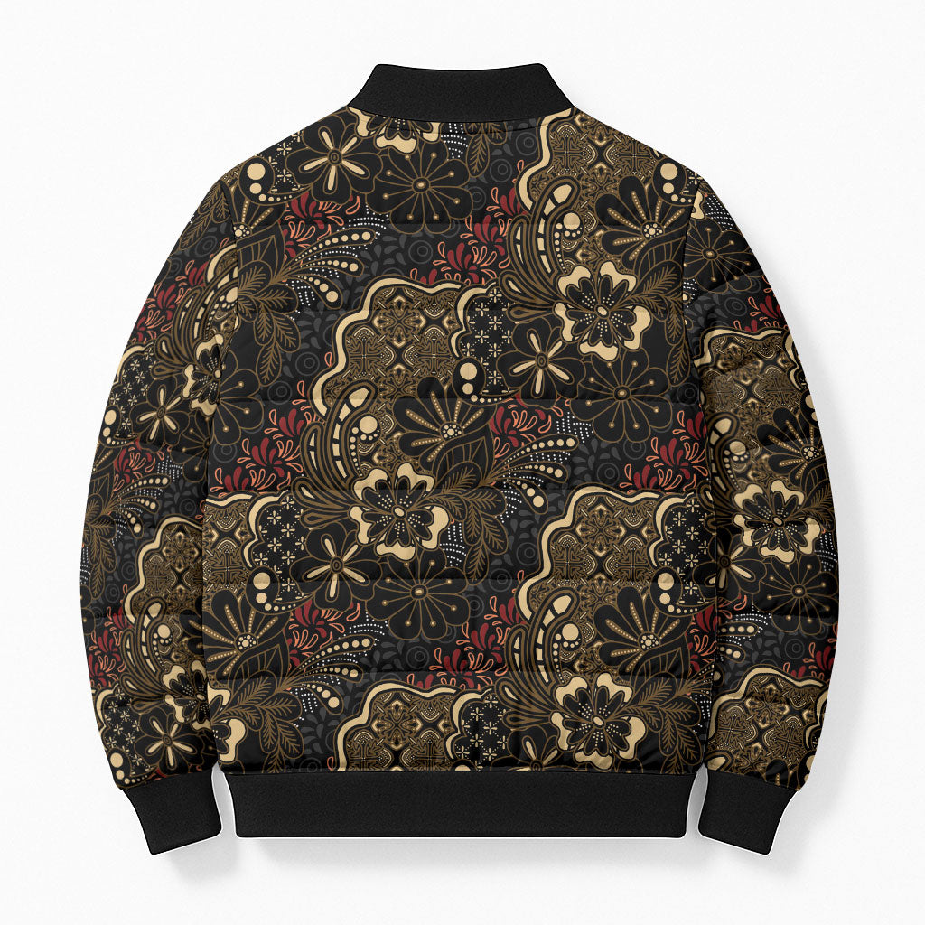 Batik Sekar Jagad Bomber Puffer Jacket Indonesian Traditional Pattern
