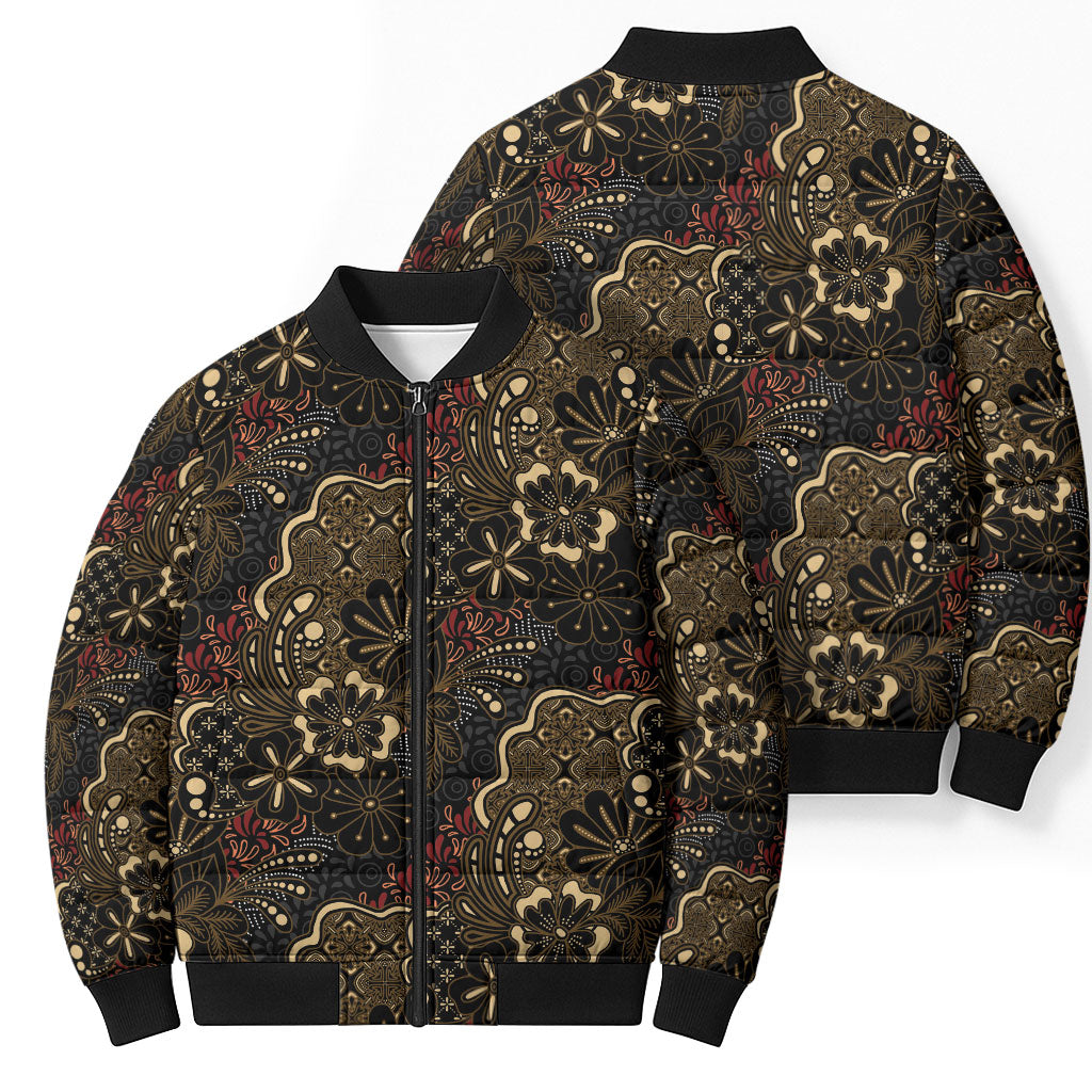 Batik Sekar Jagad Bomber Puffer Jacket Indonesian Traditional Pattern