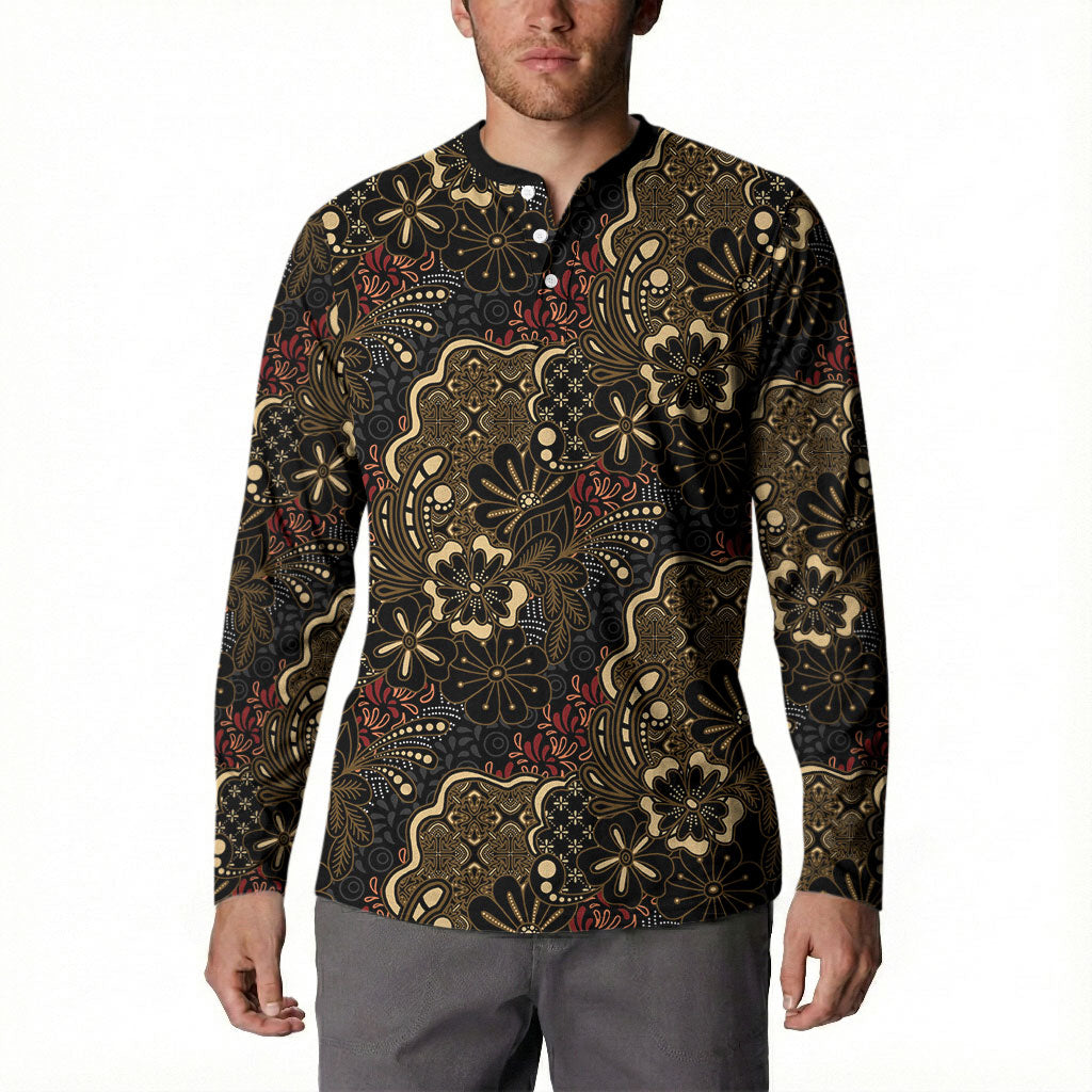 Batik Sekar Jagad Button Sweatshirt Indonesian Traditional Pattern