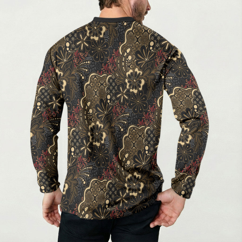 Batik Sekar Jagad Button Sweatshirt Indonesian Traditional Pattern