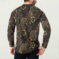 Batik Sekar Jagad Button Sweatshirt Indonesian Traditional Pattern
