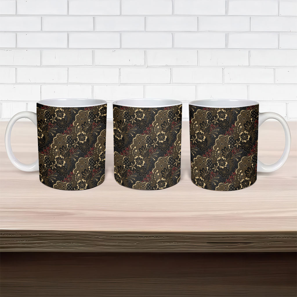 Batik Sekar Jagad Ceramic Mug Indonesian Traditional Pattern
