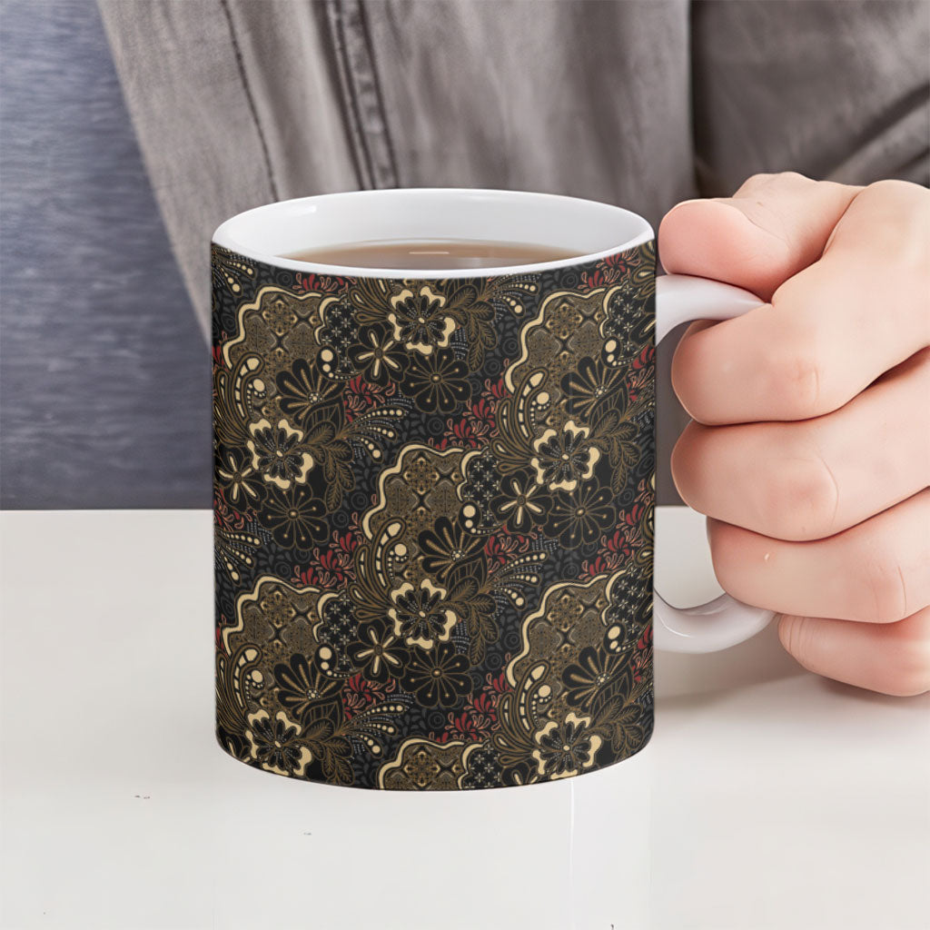 Batik Sekar Jagad Ceramic Mug Indonesian Traditional Pattern