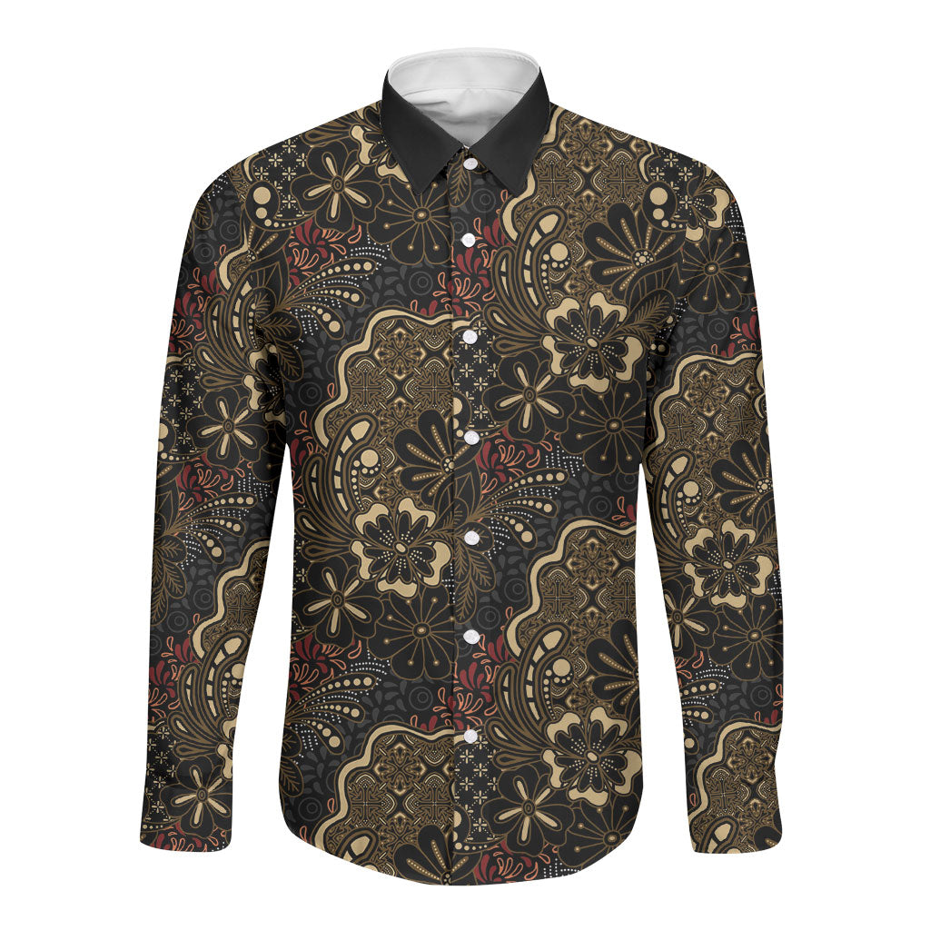 Batik Sekar Jagad Long Sleeve Button Shirt Indonesian Traditional Pattern