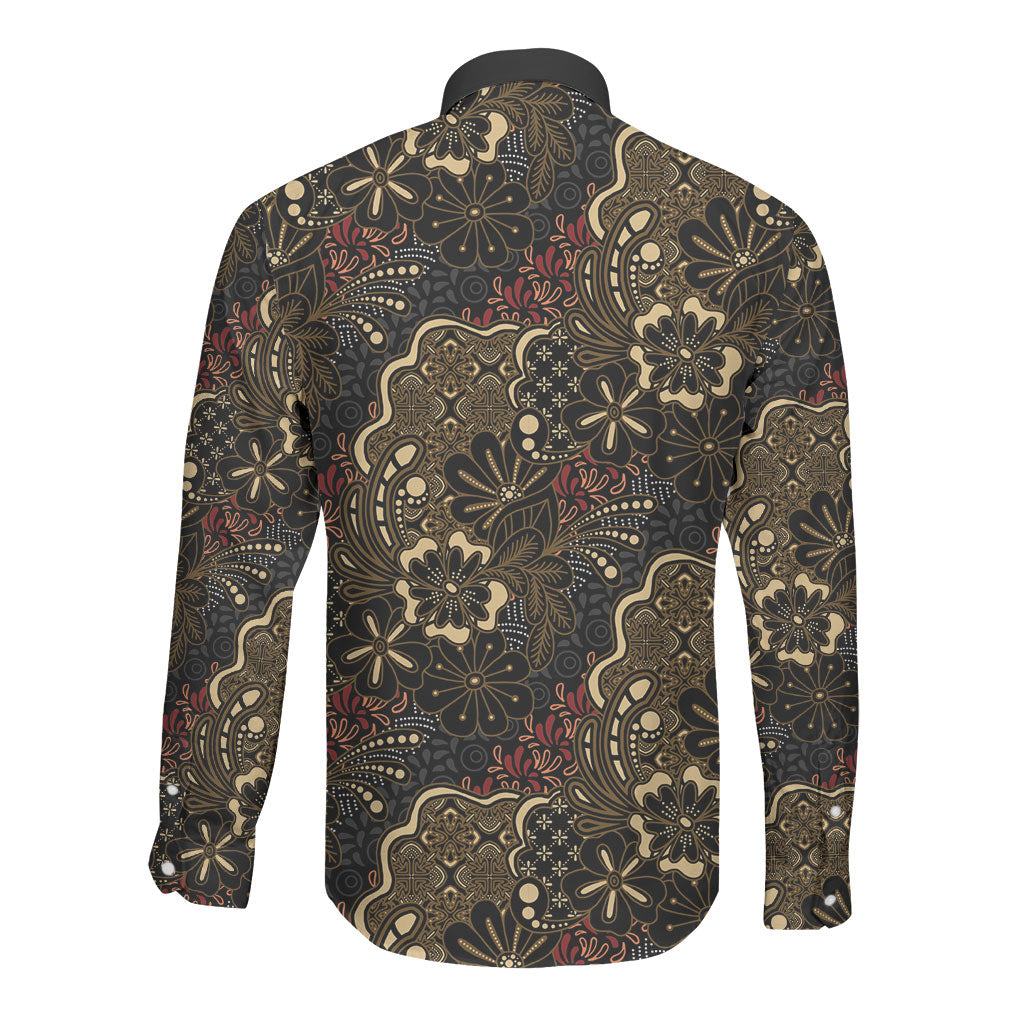 Batik Sekar Jagad Long Sleeve Button Shirt Indonesian Traditional Pattern