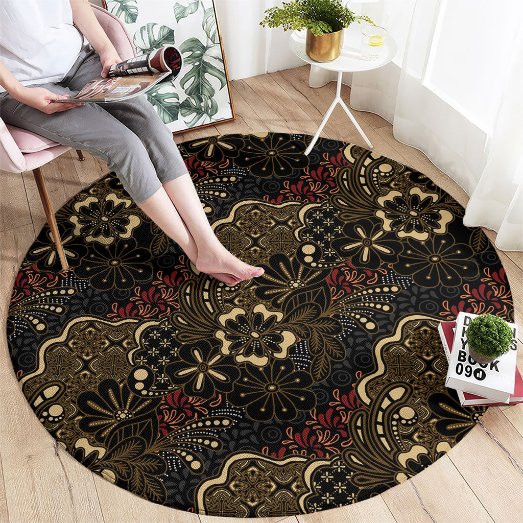 Batik Sekar Jagad Round Carpet Indonesian Traditional Pattern