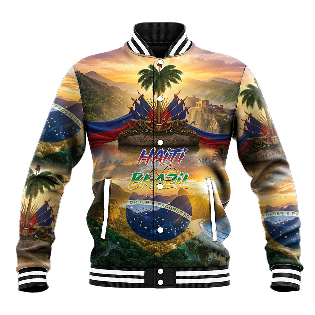Personalized Brazil Haiti Baseball Jacket Heritage Landscape