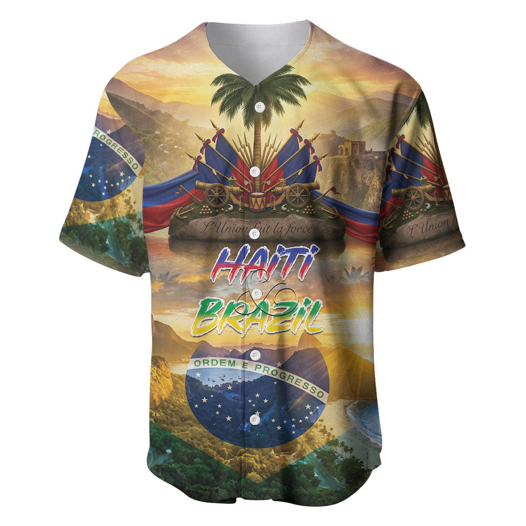 Personalized Brazil Haiti Baseball Jersey Heritage Landscape