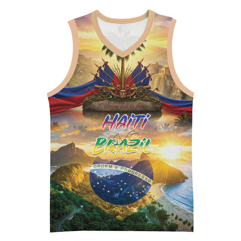 Personalized Brazil Haiti Basketball Jersey Heritage Landscape