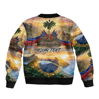 Personalized Brazil Haiti Bomber Jacket Heritage Landscape