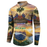 Personalized Brazil Haiti Button Sweatshirt Heritage Landscape
