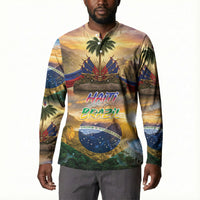 Personalized Brazil Haiti Button Sweatshirt Heritage Landscape