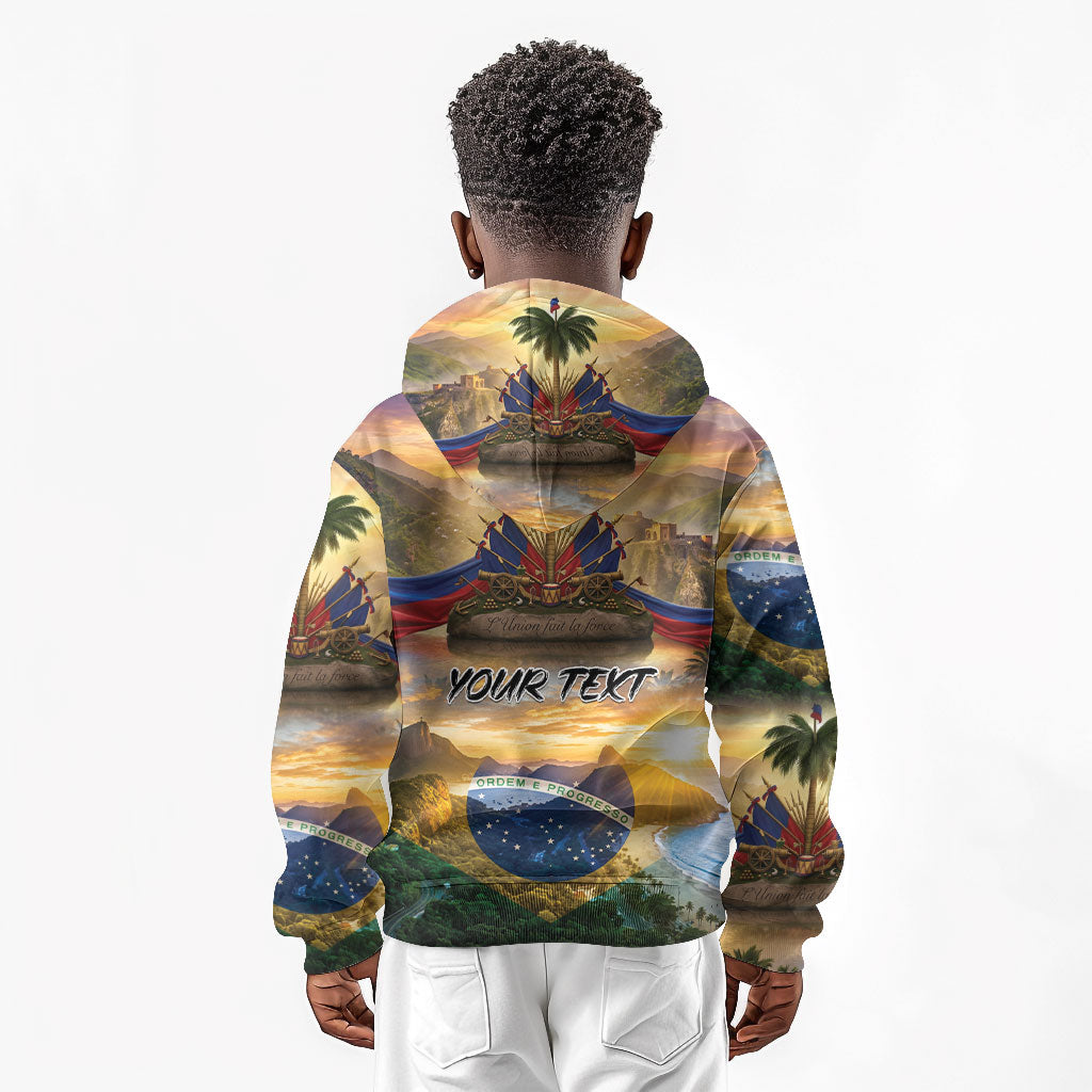 Personalized Brazil Haiti Kid Hoodie Heritage Landscape