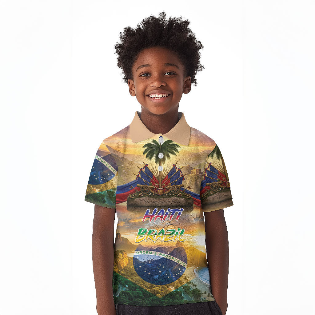 Personalized Brazil Haiti Kid Polo Shirt Heritage Landscape