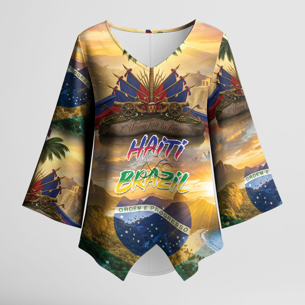 Personalized Brazil Haiti Kimono Sleeve Blouse Heritage Landscape