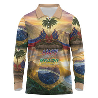 Personalized Brazil Haiti Long Sleeve Polo Shirt Heritage Landscape