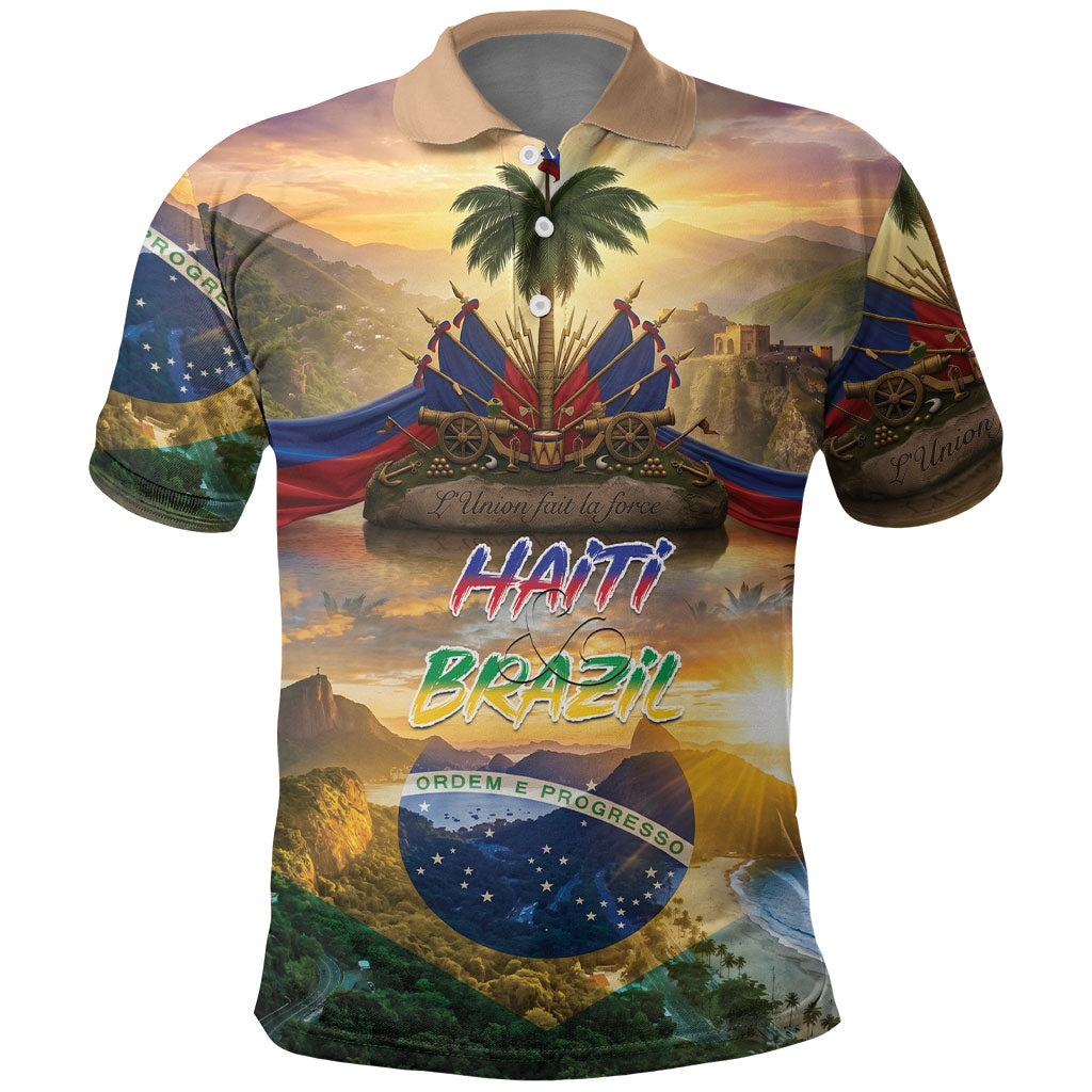 Personalized Brazil Haiti Polo Shirt Heritage Landscape
