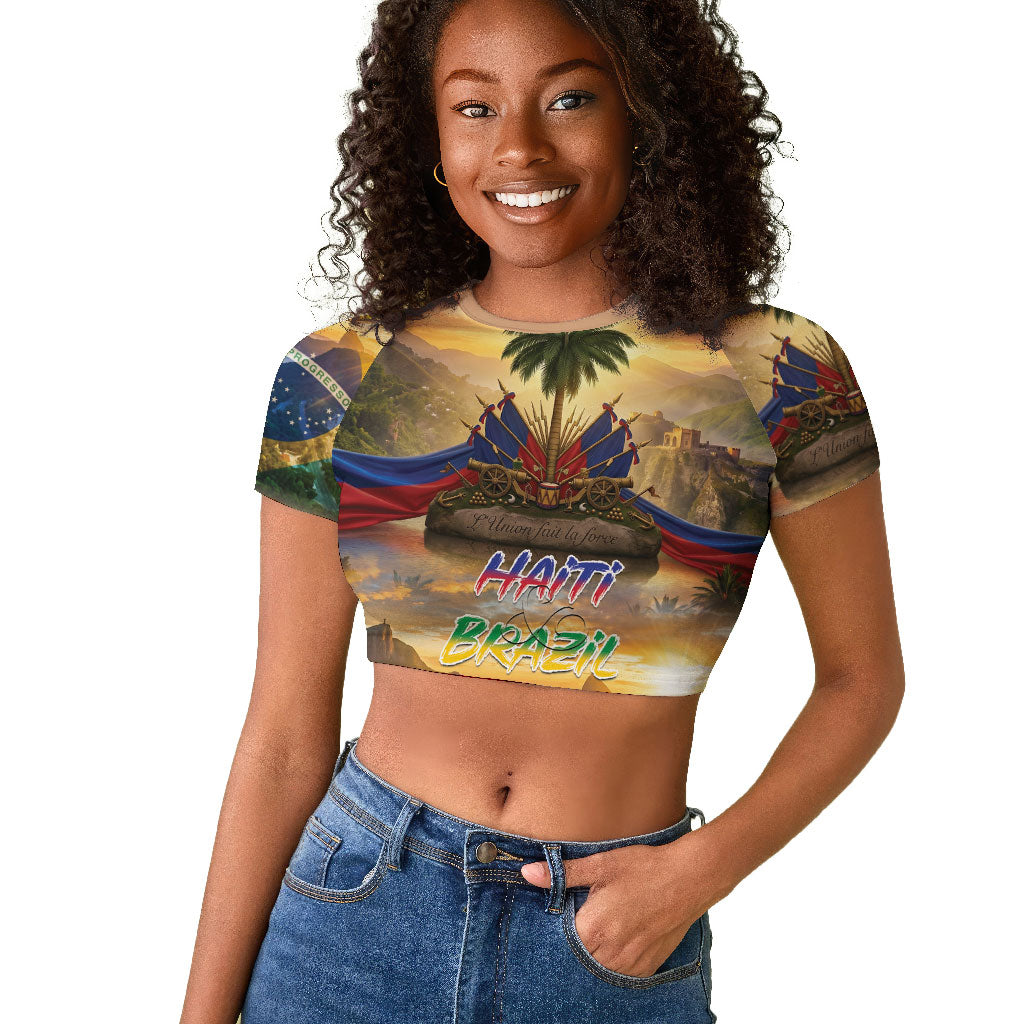 Personalized Brazil Haiti Raglan Cropped T shirt Heritage Landscape