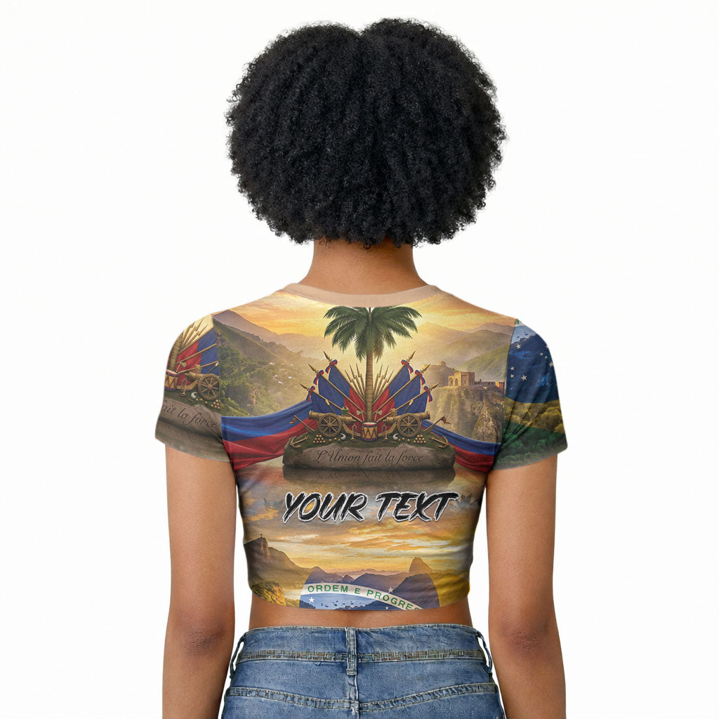 Personalized Brazil Haiti Raglan Cropped T shirt Heritage Landscape