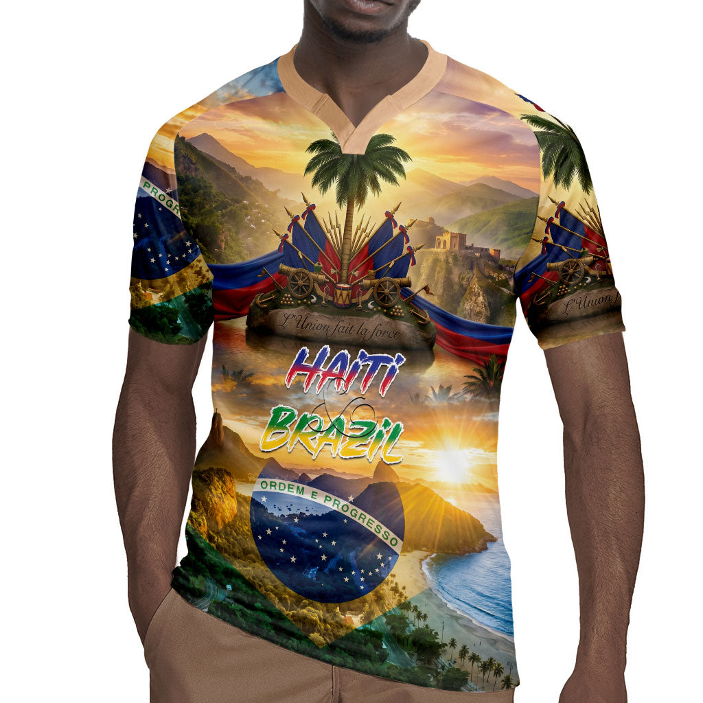 Personalized Brazil Haiti Rugby Jersey Heritage Landscape