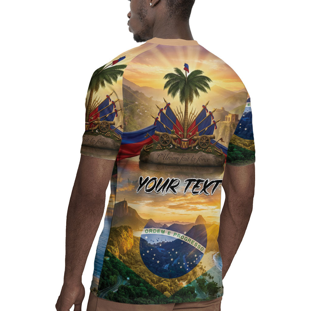 Personalized Brazil Haiti Rugby Jersey Heritage Landscape
