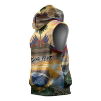 Personalized Brazil Haiti Sleeveless Hoodie Heritage Landscape