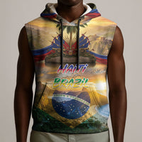 Personalized Brazil Haiti Sleeveless Hoodie Heritage Landscape